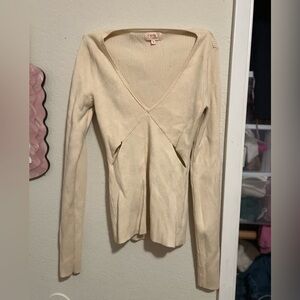 Cream Long Sleeve Ribbed Top